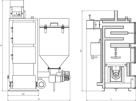 Габаритные размеры котла KT-2E-SH